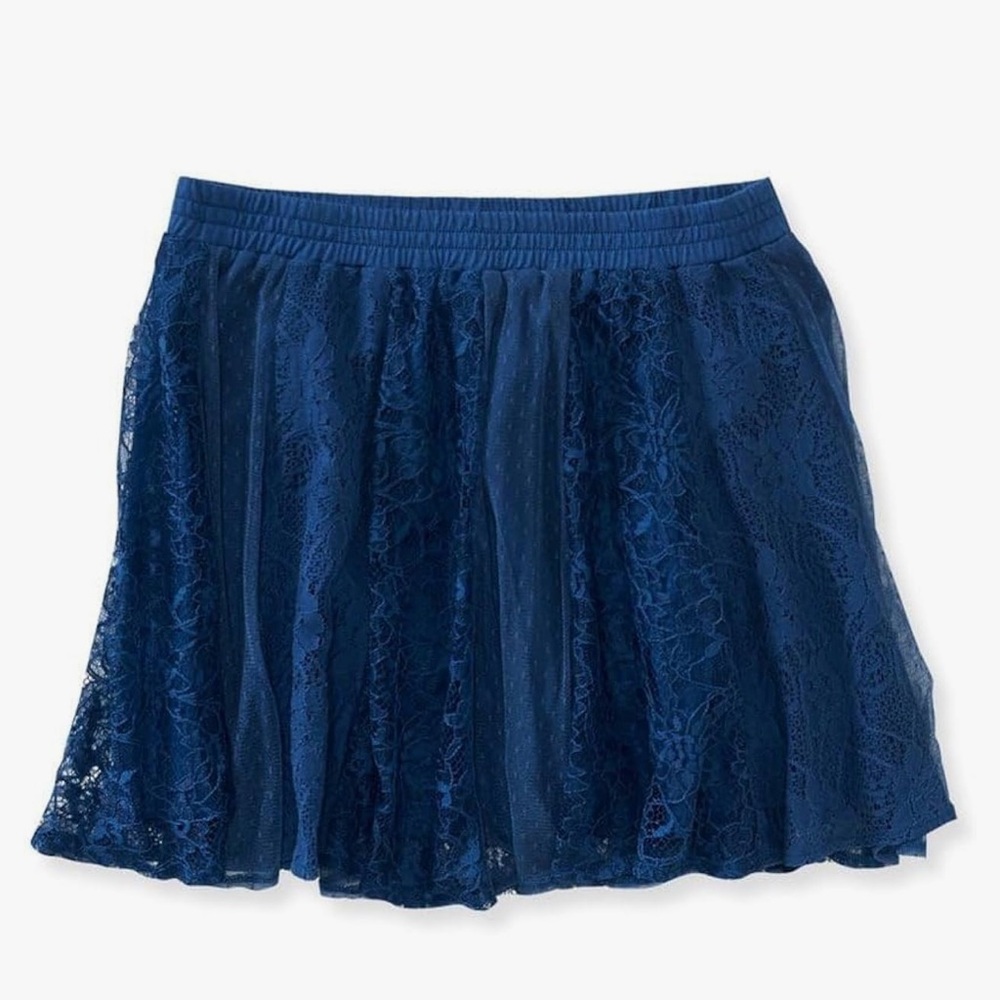 Vertical Lace Overlay Skirt
